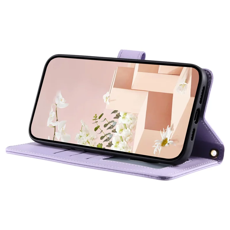 Para Iphone 6 Plus / 6s Plus / 7 Plus / 8 Plus Case Carteira pu Couro Crossbody Tampo - Roxo