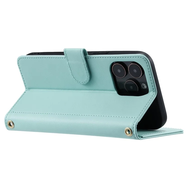 Für iPhone 14 Pro Max Case Leder Stand Wallet Flip Phone Cover Rhombus Gitter - Minzgrün