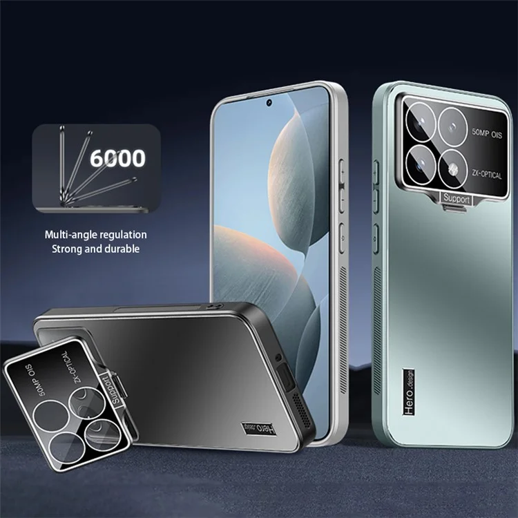 Чехол для телефона TPU+PC для Xiaomi Poco F6 Pro 5G / Redmi K70 5G / K70 Pro 5G с подставкой - чёрный