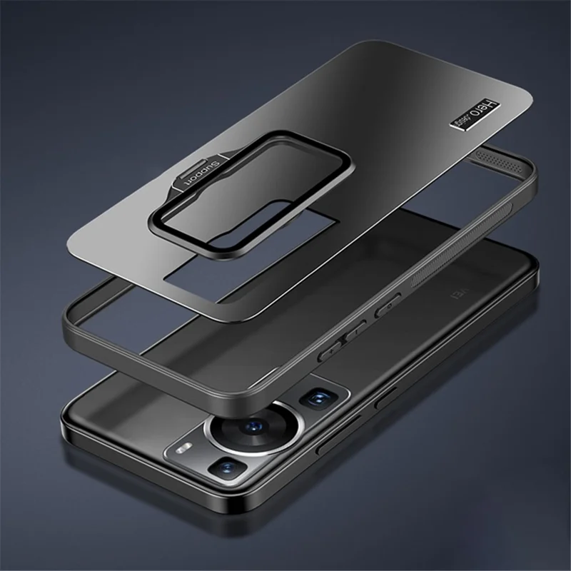 Lens Protection Phone Cover for Huawei P50 Pro 4G Phone Case Anti-Drop TPU+PC Shell with Kickstand - Cyan