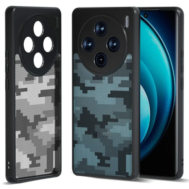 Étui de téléphone portable IBMRS pour vivo X100 Pro 5G, étui en TPU+PC anti-rayures - Camouflage quadrillé