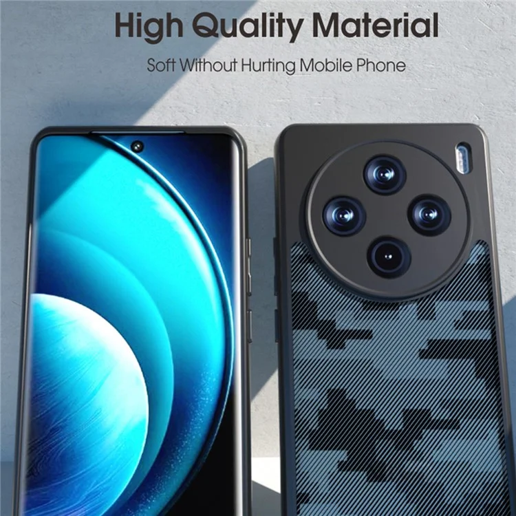 Étui de téléphone portable IBMRS pour vivo X100 Pro 5G, étui en TPU+PC anti-rayures - Camouflage quadrillé