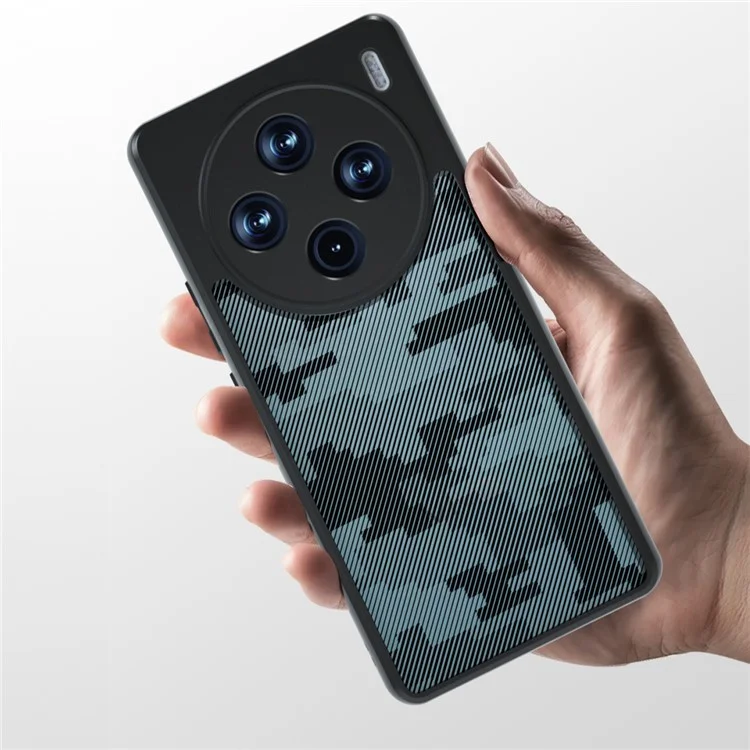 Étui de téléphone portable IBMRS pour vivo X100 Pro 5G, étui en TPU+PC anti-rayures - Camouflage quadrillé
