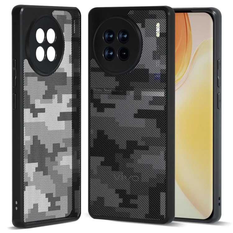 IBMRS Per vivo X90 Pro 5G Case a prova di caduta TPU+PC Guscio protettivo - Mimetica a griglia