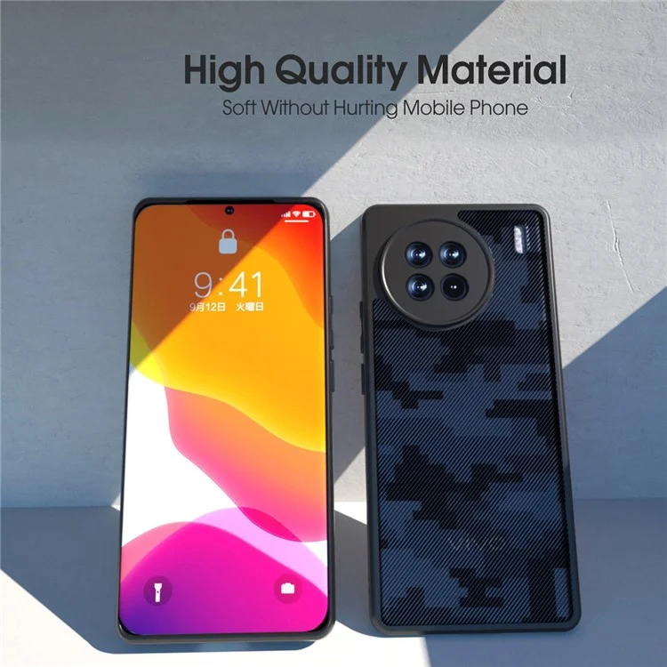 IBMRS Per vivo X90 Pro 5G Case a prova di caduta TPU+PC Guscio protettivo - Mimetica a griglia