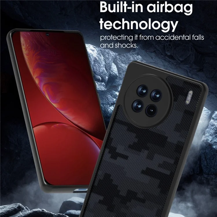 IBMRS Per vivo X90 Pro+ 5G Case Drop-proof TPU+PC Guscio protettivo per telefono - Mimetico a griglia