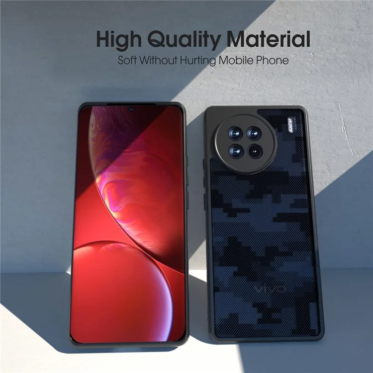IBMRS Per vivo X90 Pro+ 5G Case Drop-proof TPU+PC Guscio protettivo per telefono - Mimetico a griglia