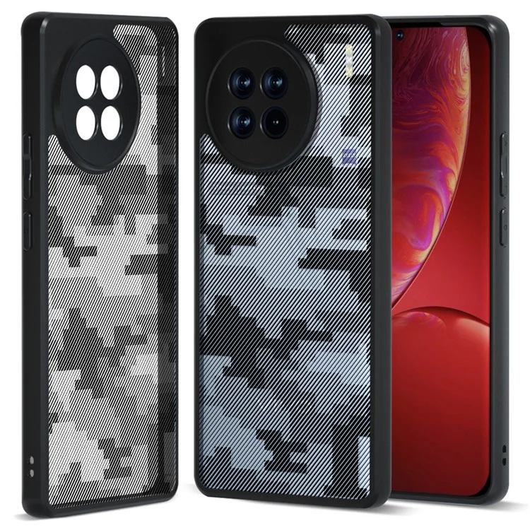 IBMRS für vivo X90 5G-Hülle Airbag-Schutz TPU+PC Telefonschutz - Grid-Tarnmuster