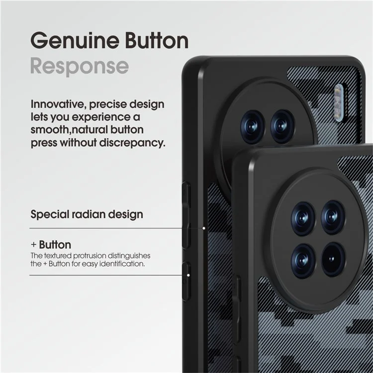 IBMRS für vivo X90 5G-Hülle Airbag-Schutz TPU+PC Telefonschutz - Grid-Tarnmuster