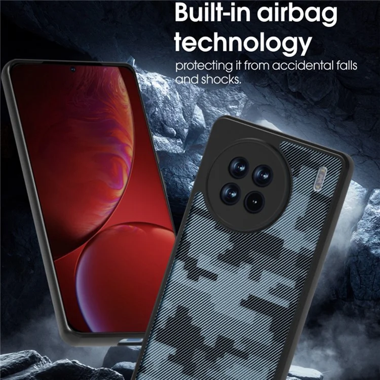 IBMRS für vivo X90 5G-Hülle Airbag-Schutz TPU+PC Telefonschutz - Grid-Tarnmuster