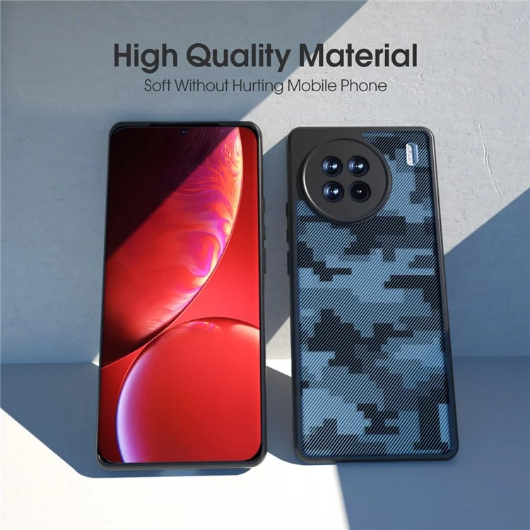 IBMRS für vivo X90 5G-Hülle Airbag-Schutz TPU+PC Telefonschutz - Grid-Tarnmuster