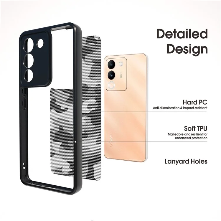 IBMRS Case de Telefone Para Vivo V29e (Global) 5G / Y200 4G Shell TPU+PC Tampa à Prova de Arranhões - Camuflagem Artística