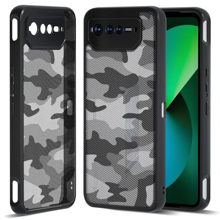 IBMRS Para Asus ROG Phone 6 5G / Phone 6 Pro 5G / Phone 6D 5G Funda Carcasa Rígida de PC + Marco Suave de TPU Cubierta Protectora - Camuflaje Artístico