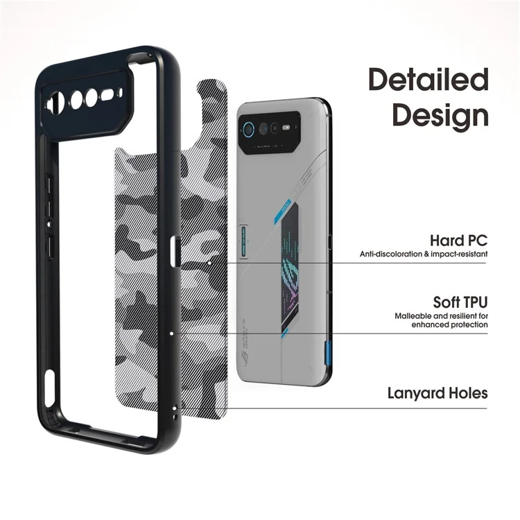 IBMRS Para Asus ROG Phone 6 5G / Phone 6 Pro 5G / Phone 6D 5G Funda Carcasa Rígida de PC + Marco Suave de TPU Cubierta Protectora - Camuflaje Artístico
