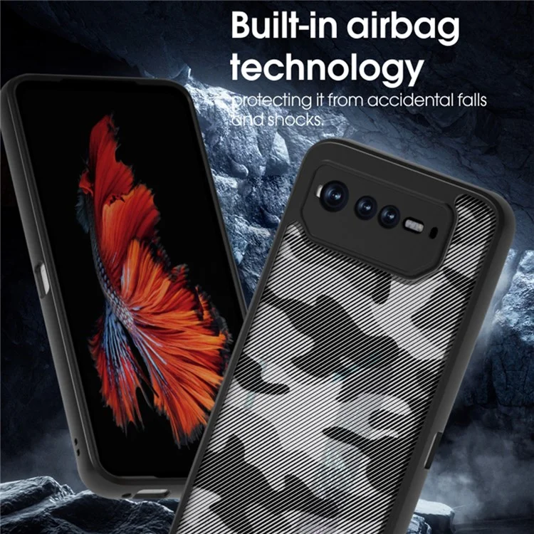 IBMRS Para Asus ROG Phone 6 5G / Phone 6 Pro 5G / Phone 6D 5G Funda Carcasa Rígida de PC + Marco Suave de TPU Cubierta Protectora - Camuflaje Artístico