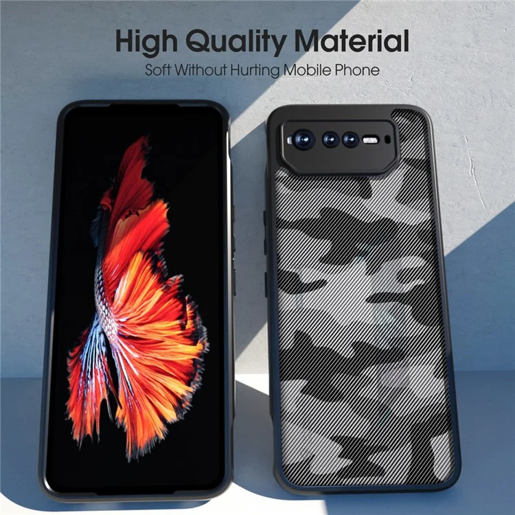 IBMRS Para Asus ROG Phone 6 5G / Phone 6 Pro 5G / Phone 6D 5G Funda Carcasa Rígida de PC + Marco Suave de TPU Cubierta Protectora - Camuflaje Artístico