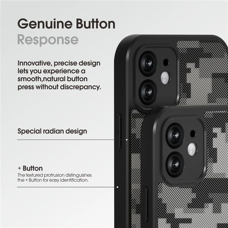 IBMRS For iPhone 12 Slim-Fit Phone Case Anti-Scratch TPU+PC Phone Cover Shell - Grid Camouflage