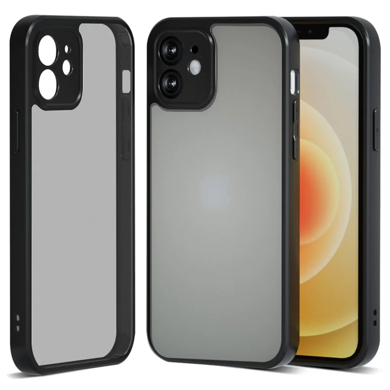 IBMRS For iPhone 12 Slim-Fit Phone Case Anti-Scratch TPU+PC Phone Cover Shell - Matte Black