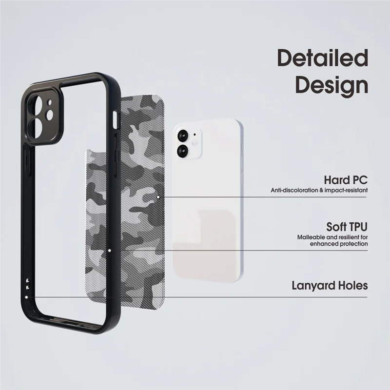 IBMRS For iPhone 12 Slim-Fit Phone Case Anti-Scratch TPU+PC Phone Cover Shell - Matte Black