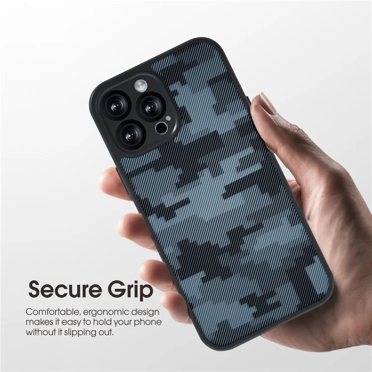 IBMRS Pour Iphone 12 Pro Max Case Tpu + pc Hybrid Shockproof Phone Cover Non-glip - Camouflage de la Grille