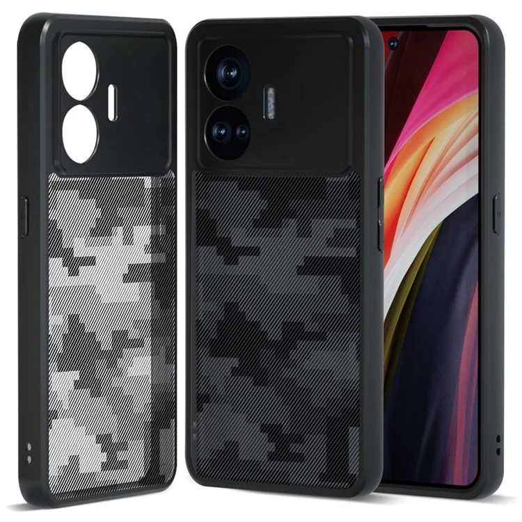 IBMRS Para Realme GT Neo 5 5G / GT Neo5 SE 5G Funda Dura de PC Blanda de TPU Cubierta Protectora de Teléfono - Camuflaje de Cuadrícula