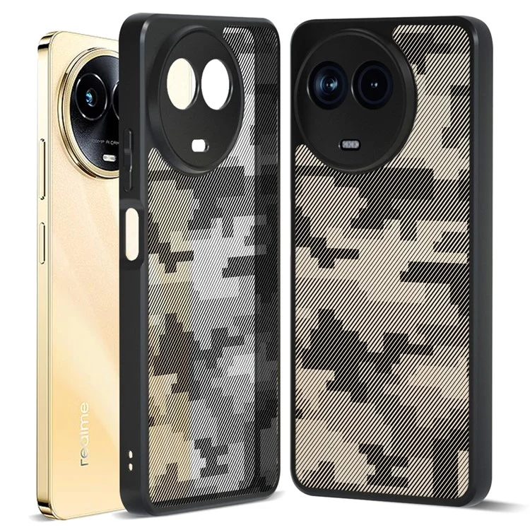 IBMRS For Realme 11 5G (Global) / 11x 5G Case PC+TPU Lens Protection Back Cover - Grid Camouflage