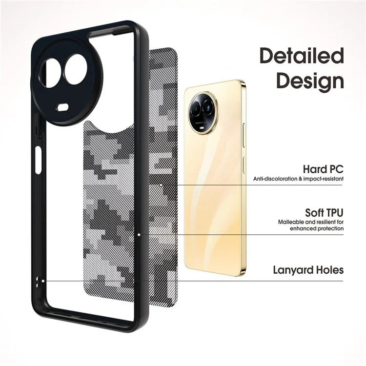 IBMRS For Realme 11 5G (Global) / 11x 5G Case PC+TPU Lens Protection Back Cover - Grid Camouflage