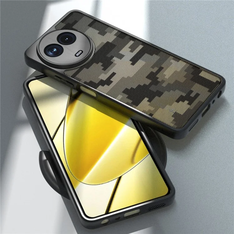IBMRS For Realme 11 5G (Global) / 11x 5G Case PC+TPU Lens Protection Back Cover - Grid Camouflage