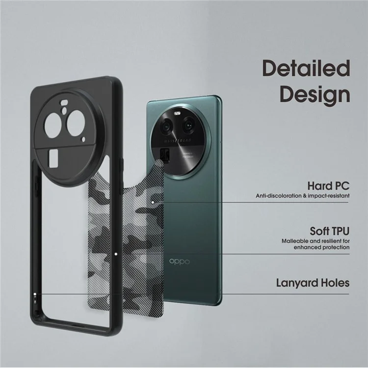 IBMRS Mobile Phone Case for Oppo Find X6 Pro Anti-Scratch TPU+PC Phone Cover - Artistic Camouflage