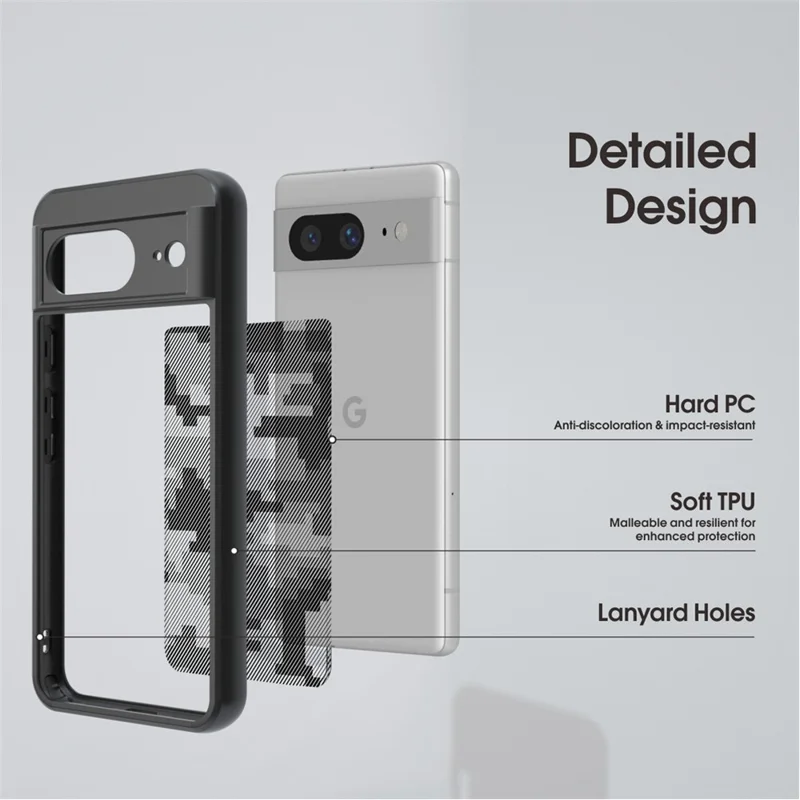 IBMRS PC+TPU Phone Protector for Google Pixel 8 Cases Dustproof Phone Cover - Grid Camouflage