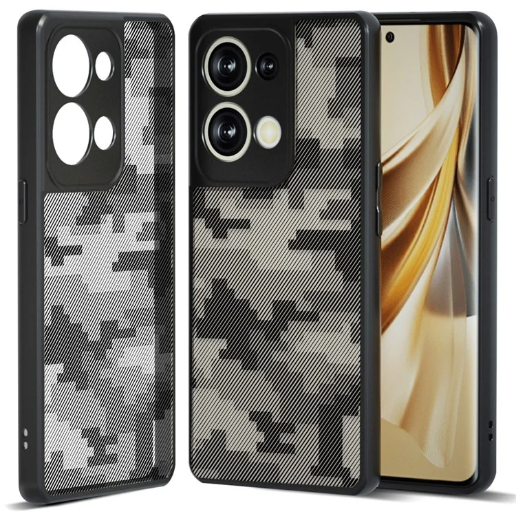 Capa Anti-Colisão IBMRS para Oppo Reno9 Pro+ 5G Casos Capa de Telefone TPU+PC - Grid Camuflagem