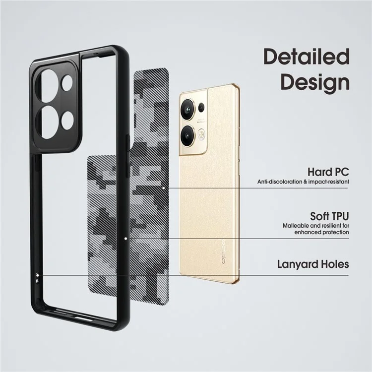 Capa Anti-Colisão IBMRS para Oppo Reno9 Pro+ 5G Casos Capa de Telefone TPU+PC - Grid Camuflagem