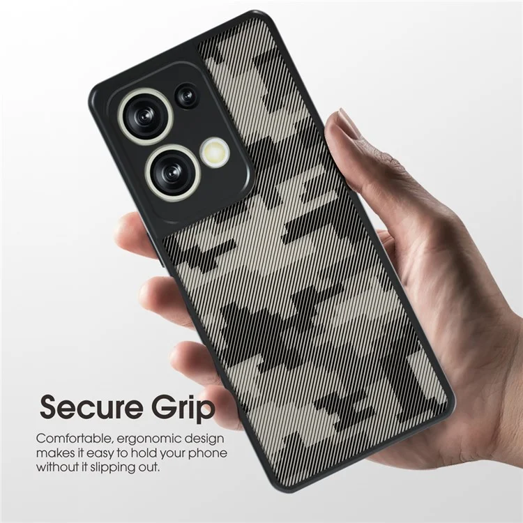 Capa Anti-Colisão IBMRS para Oppo Reno9 Pro+ 5G Casos Capa de Telefone TPU+PC - Grid Camuflagem