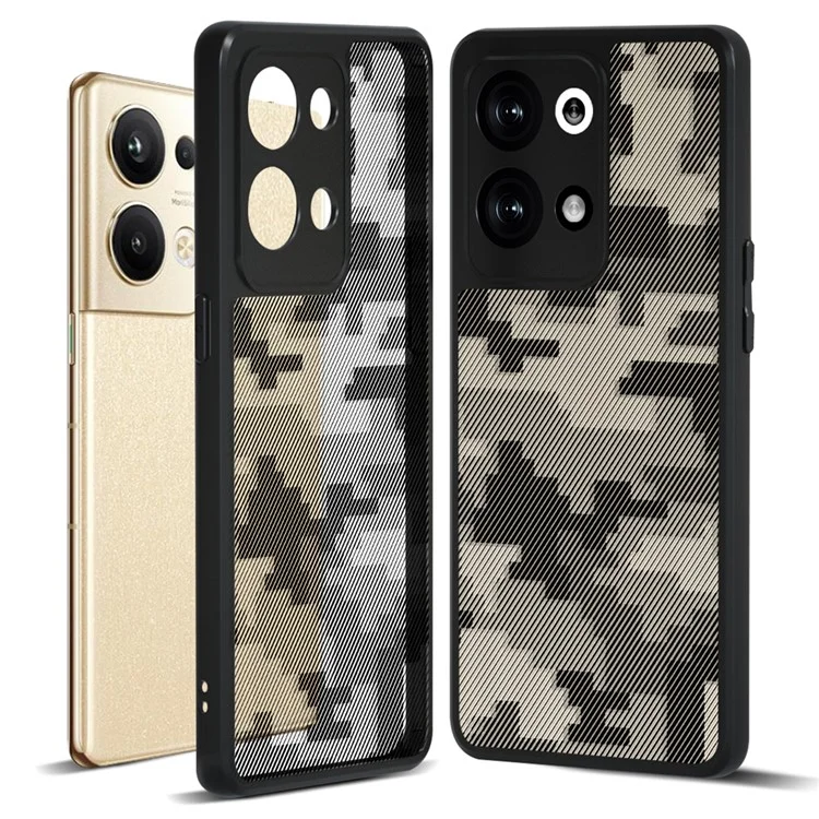 Étui pour téléphone IBMRS Oppo Reno9 Pro 5G / Reno9 5G Bord surélevé TPU+PC - Camouflage à grille