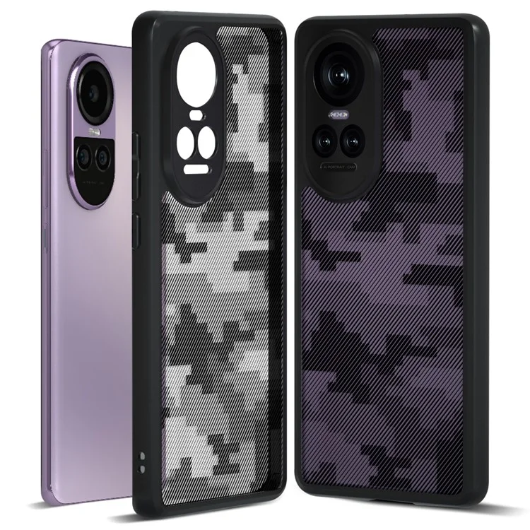 IBMRS For Oppo Reno10 5G (Global) / Reno10 Pro 5G (Global) Case TPU+PC Shockproof Phone Cover - Grid Camouflage