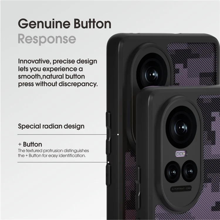 IBMRS For Oppo Reno10 5G (Global) / Reno10 Pro 5G (Global) Case TPU+PC Shockproof Phone Cover - Grid Camouflage