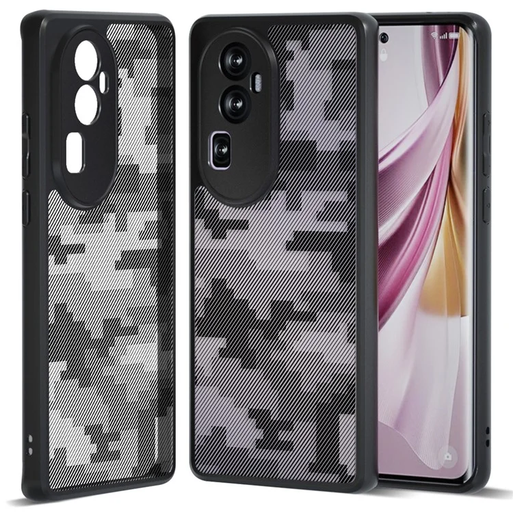 IBMRS Para Oppo Reno10 Pro+ 5G Funda Anticortes Carcasa Protectora de TPU+PC - Camuflaje en Cuadrícula