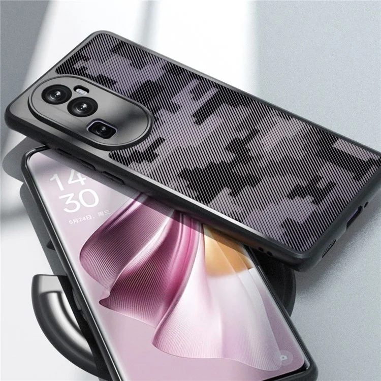 IBMRS Para Oppo Reno10 Pro+ 5G Funda Anticortes Carcasa Protectora de TPU+PC - Camuflaje en Cuadrícula