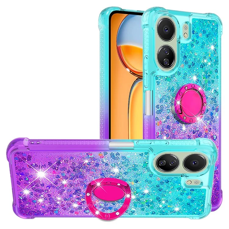 YB Quicksand Series-8 para Xiaomi Redmi 13C 4G / 13C 5G / 13R 5G / Poco M6 5G / Poco C65 4G Capa Suporte TPU Capa de Telefone - Azul Céu+Roxo
