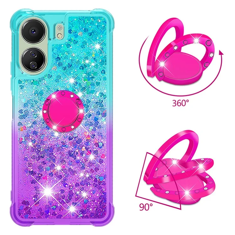 YB Quicksand Series-8 para Xiaomi Redmi 13C 4G / 13C 5G / 13R 5G / Poco M6 5G / Poco C65 4G Capa Suporte TPU Capa de Telefone - Azul Céu+Roxo