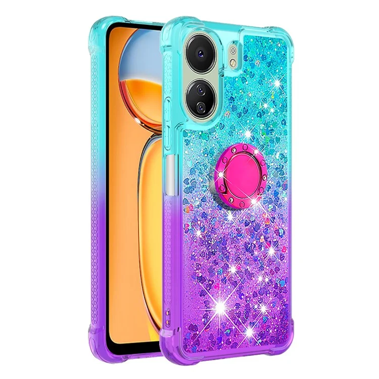 YB Quicksand Series-8 para Xiaomi Redmi 13C 4G / 13C 5G / 13R 5G / Poco M6 5G / Poco C65 4G Capa Suporte TPU Capa de Telefone - Azul Céu+Roxo
