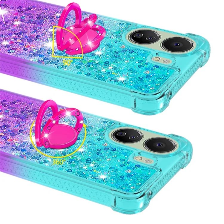 YB Quicksand Series-8 para Xiaomi Redmi 13C 4G / 13C 5G / 13R 5G / Poco M6 5G / Poco C65 4G Capa Suporte TPU Capa de Telefone - Azul Céu+Roxo