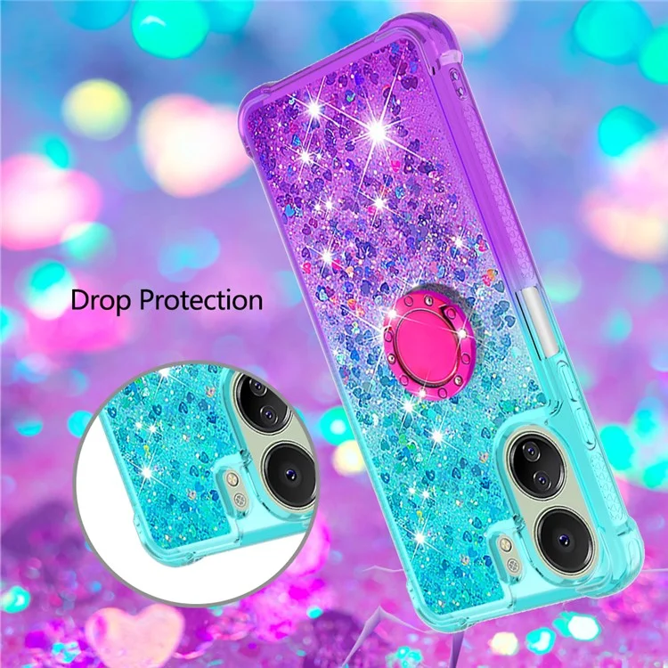 YB Quicksand Series-8 para Xiaomi Redmi 13C 4G / 13C 5G / 13R 5G / Poco M6 5G / Poco C65 4G Capa Suporte TPU Capa de Telefone - Azul Céu+Roxo