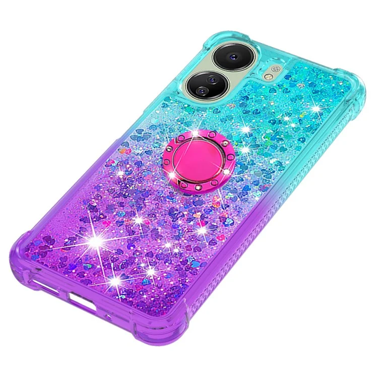 YB Quicksand Series-8 para Xiaomi Redmi 13C 4G / 13C 5G / 13R 5G / Poco M6 5G / Poco C65 4G Capa Suporte TPU Capa de Telefone - Azul Céu+Roxo