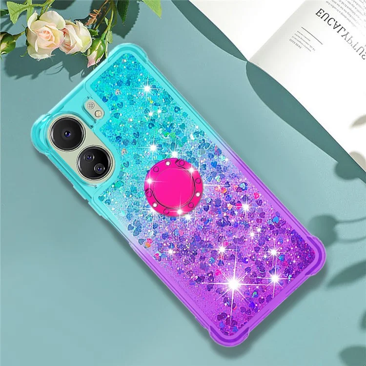YB Quicksand Series-8 para Xiaomi Redmi 13C 4G / 13C 5G / 13R 5G / Poco M6 5G / Poco C65 4G Capa Suporte TPU Capa de Telefone - Azul Céu+Roxo