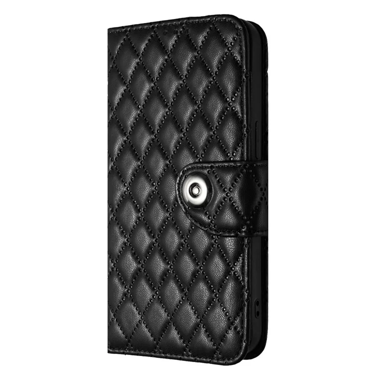 Serie per la stampa YB-8 per iPhone 11 Custodia in pelle portafoglio con supporto Copertura con motivo a rombi - Nero