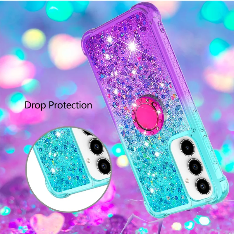 YB Quicksand Series-8 para Samsung Galaxy A35 5G Kickstand Case Gradient TPU Cover - Azul Céu + Roxo