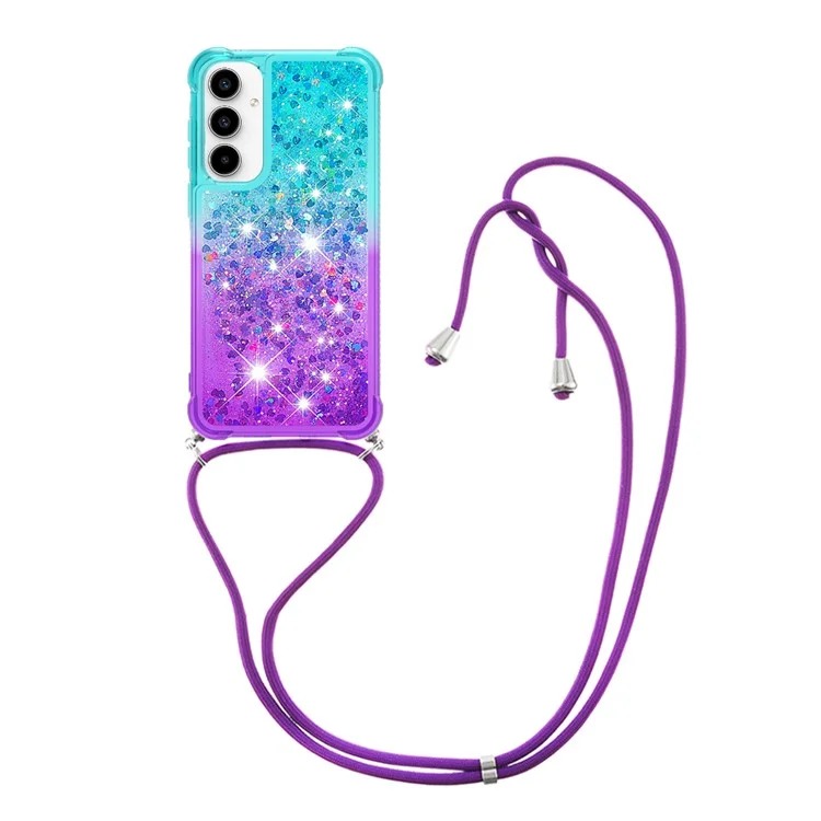 Série YB Quicksand-6 pour étui de téléphone Samsung Galaxy A35 5G avec dragonne Gradient Phone Cover - Bleu ciel + Violet