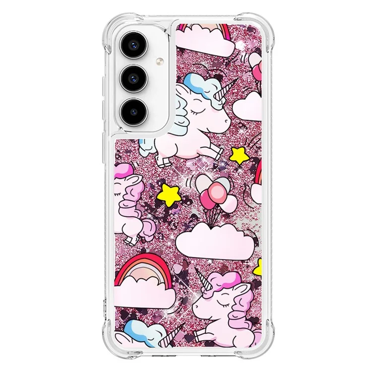 YB Quicksand Series-2 для Samsung Galaxy A35 5G TPU Quicksand Phone Case Pattern Printing - Cute Horse and Clouds