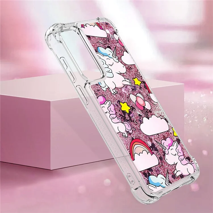 YB Quicksand Series-2 для Samsung Galaxy A35 5G TPU Quicksand Phone Case Pattern Printing - Cute Horse and Clouds